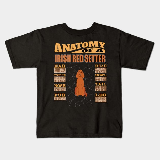 Anatomy Of A Irish Red Setter - Irish Red Setter dog Kids T-Shirt by HarrietsDogGifts